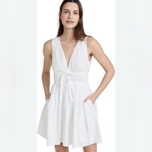 Amanda Uprichard White Sleeveless Dress with Bow Detail
